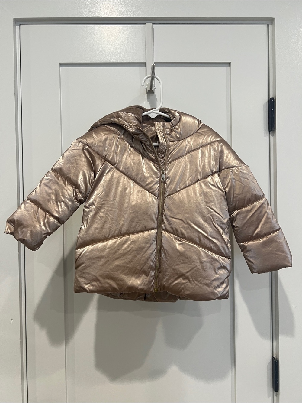 Mayoral Metallic Rose Gold Puffer Jacket with Hood